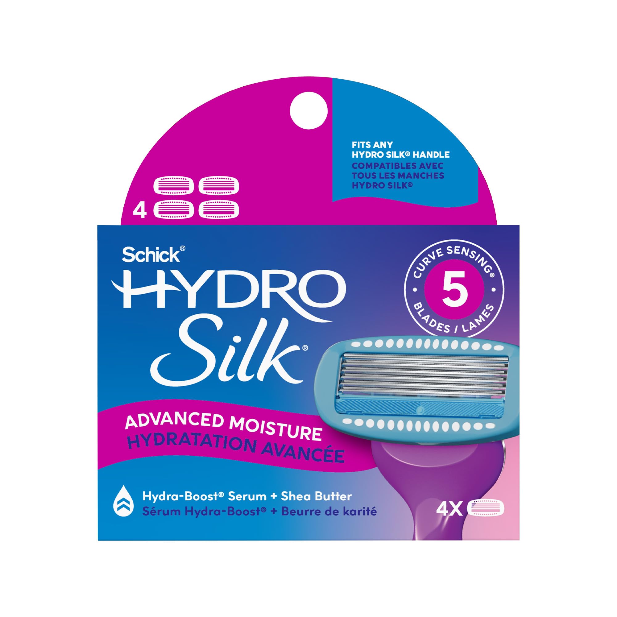 Schick Hydro Silk Moisture Razor Blade Refills, 6 Count | 5-Blade Moisturizing Razors for Women | Womens Moisturizing Razor Refills