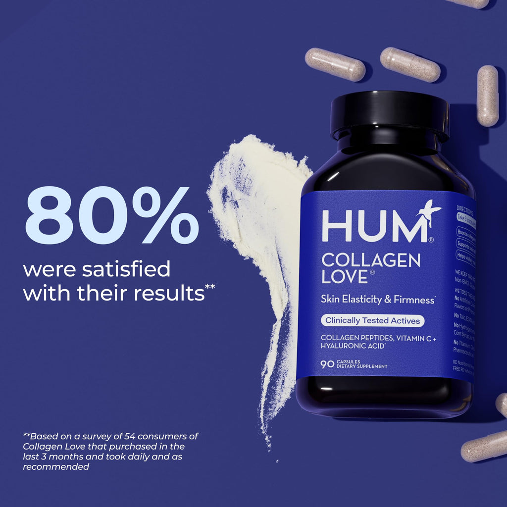 HUM Collagen Love Collagen Peptides Capsules, Firm Skin Support, 90 Count