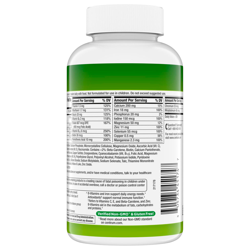Centrum Multivitamin for Adults 18 and Over, 200 Tablets | Contains B Vitamins, Vitamin C, Vitamin E and Antioxidants, Supports Healthy Immune Response, GLP-1 Support