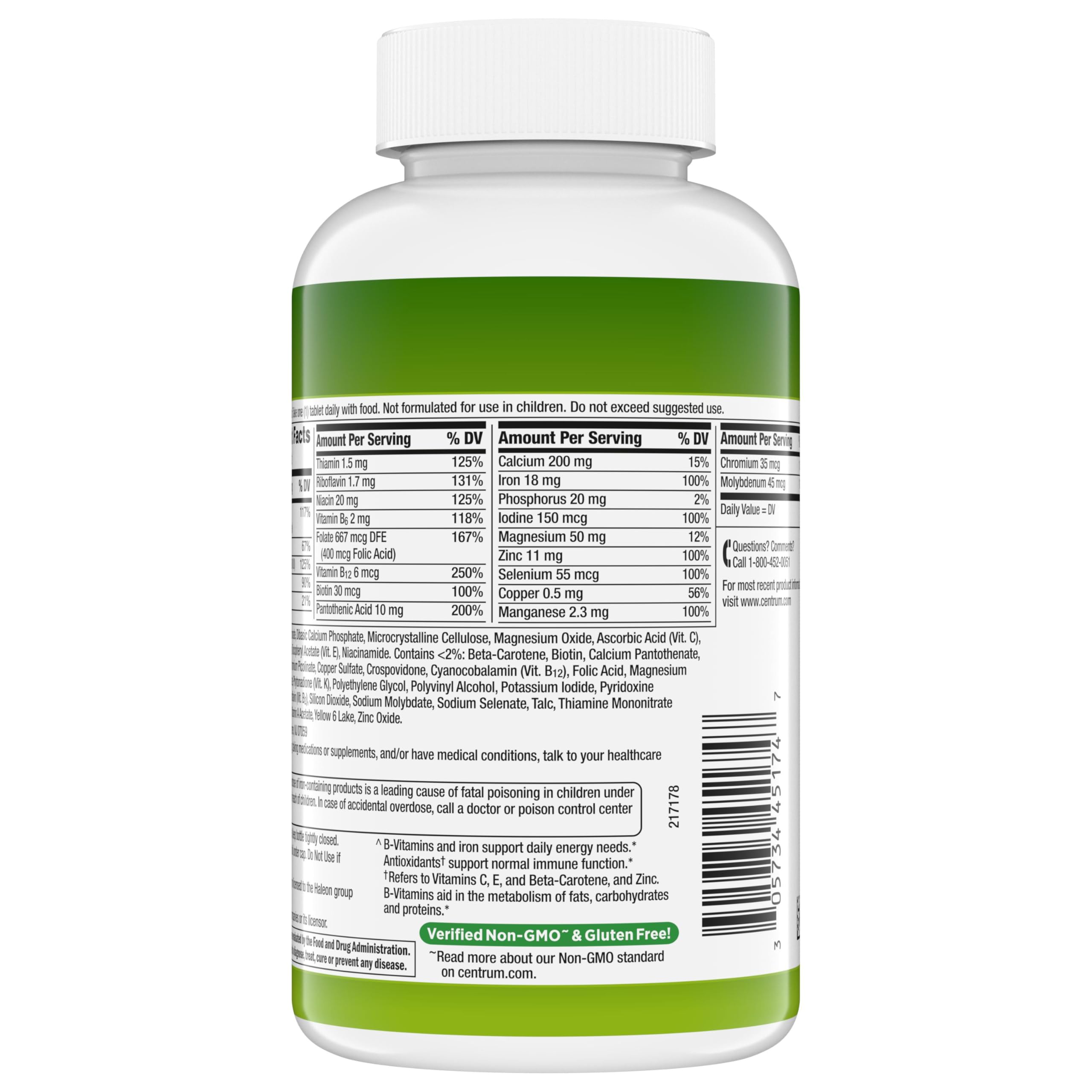 Centrum Multivitamin for Adults 18 and Over, 200 Tablets | Contains B Vitamins, Vitamin C, Vitamin E and Antioxidants, Supports Healthy Immune Response, GLP-1 Support