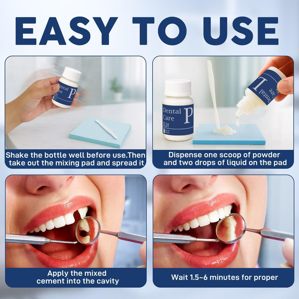 Dental Tooth Repair Kit with Zinc Oxide Eugenol Dental Cement, Temporary Filling Chips for Chipped Teeth, Loose Crowns, Cavities & Minor Tooth Repairs, Temporary Teeth Fix
