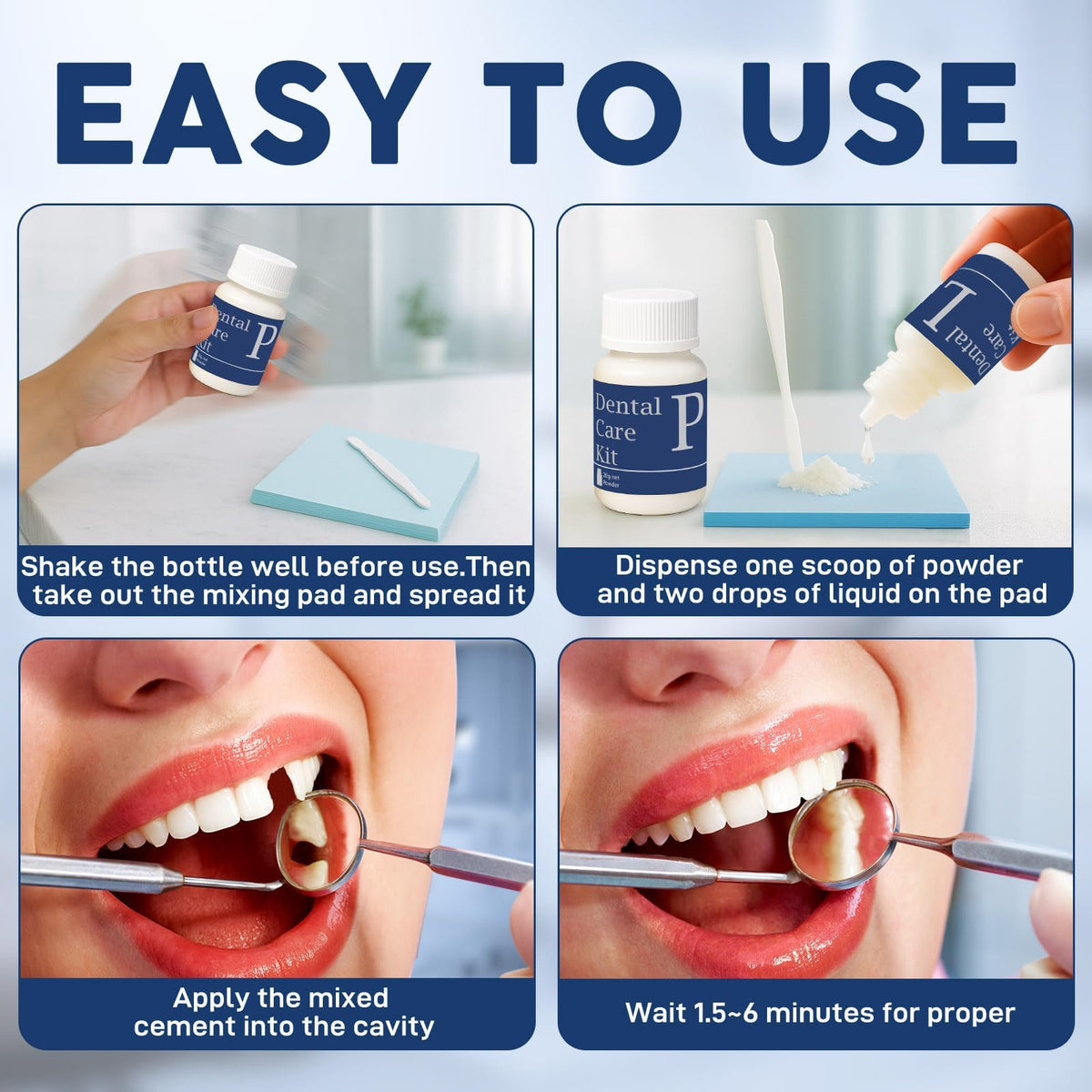 Dental Tooth Repair Kit with Zinc Oxide Eugenol Dental Cement, Temporary Filling Chips for Chipped Teeth, Loose Crowns, Cavities & Minor Tooth Repairs, Temporary Teeth Fix