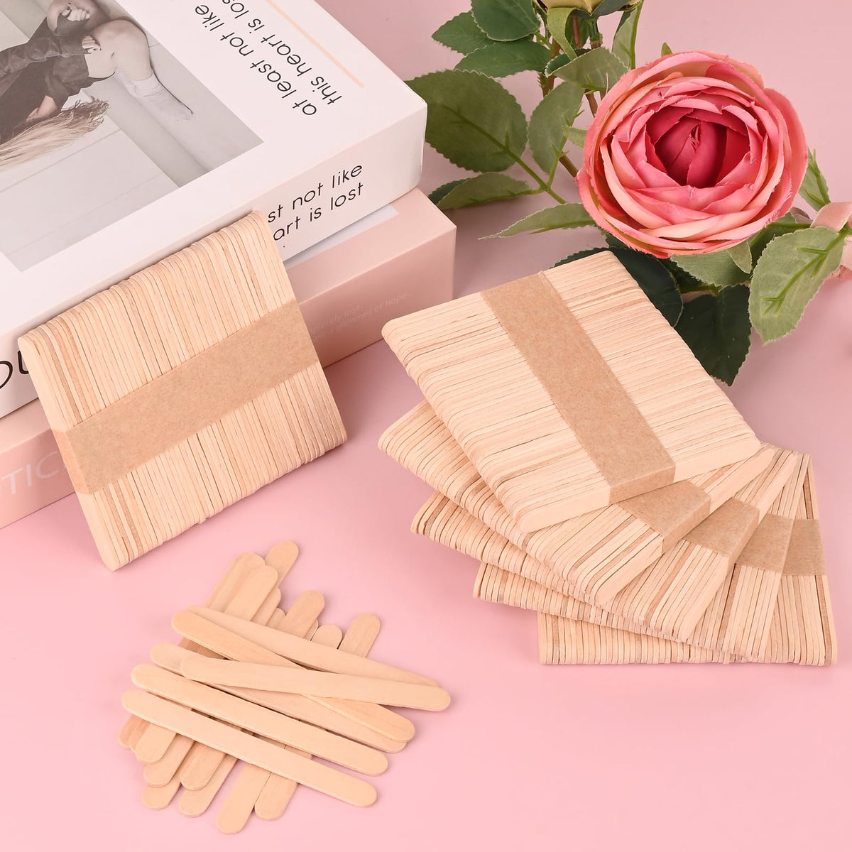 Sakolla 300 Pcs 3.65″ Mini Popsicle Wooden Sticks, Natural Birch Wood