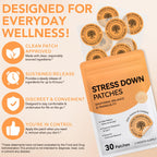 Stress Down Patches - Stress & Anxiety Relief, Cortisol Level Support for Women Men, 30 Patches