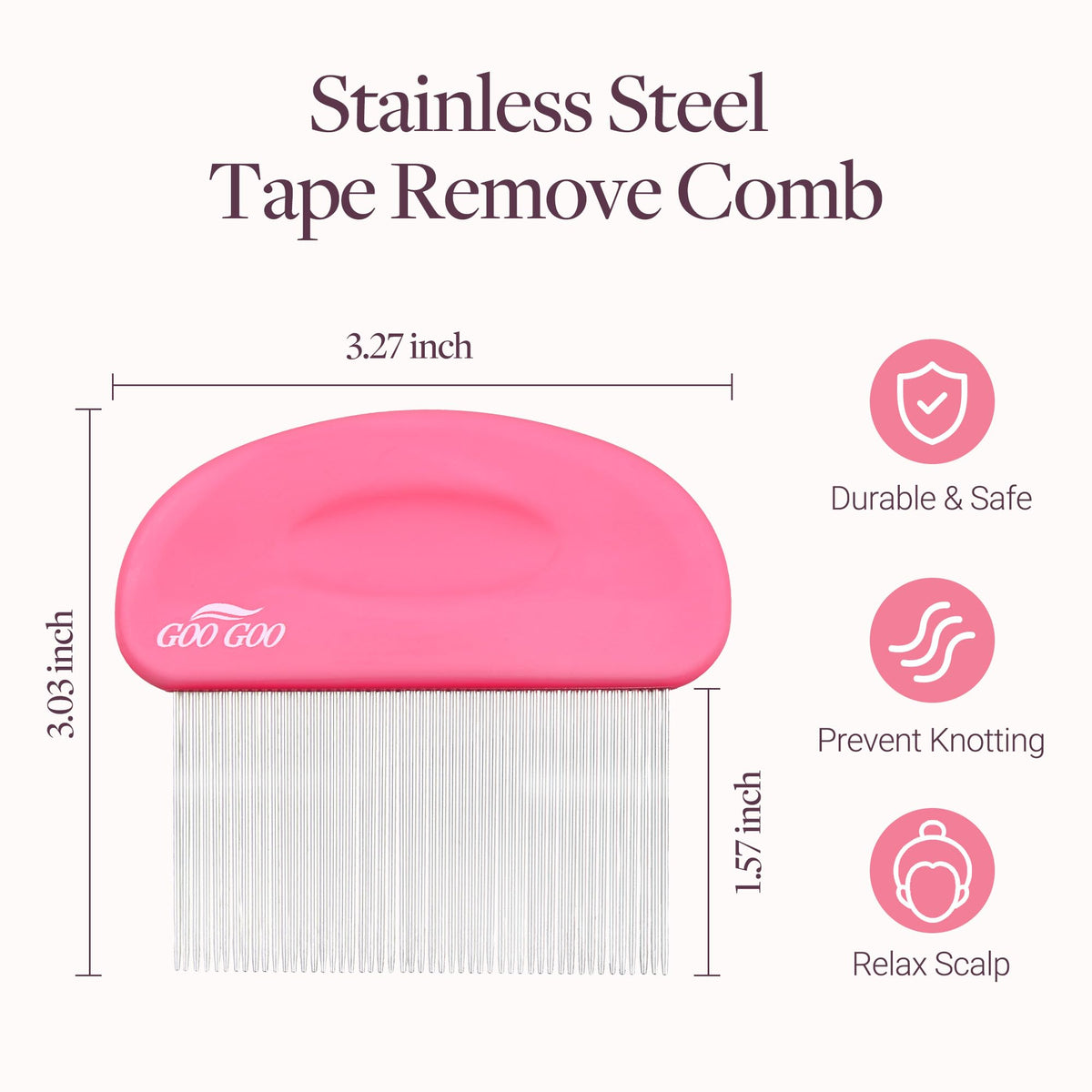 GOO GOO Tape Remover Comb, Professional Stainless Tape Remover Scraper Tool