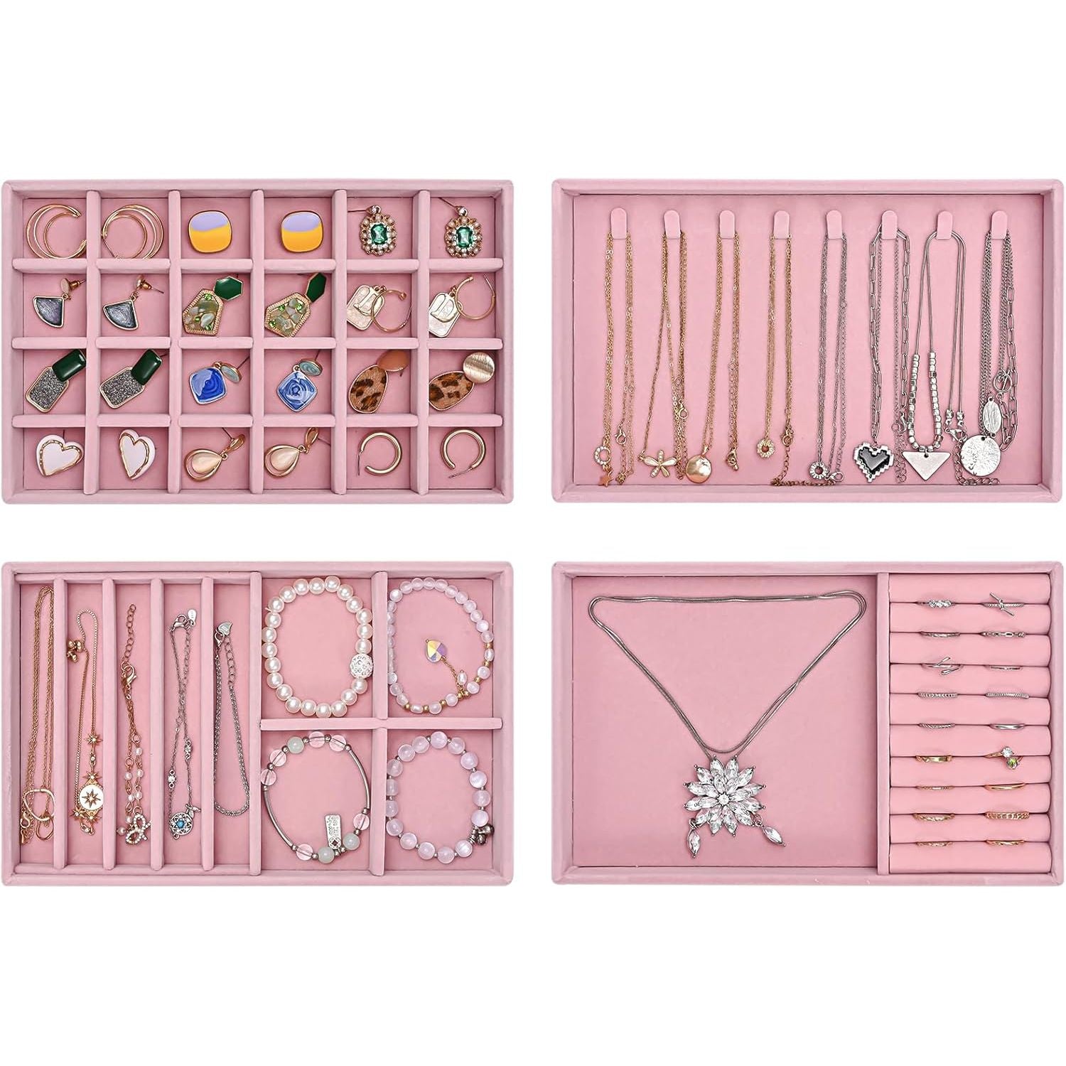 Buy now ProCase Stackable Jewelry Organizer Trays for Drawers, Jewelry Drawer Inserts Container Display Case Storage for Earring Necklace Rings Bracelet with Removable Dividers -Grey, 4 Layers 4 Layers Dustypink at indiglob india