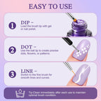 6 PCS Nail Art Brushes, Double-ended Dotting Tool with 5 Ball Sizes