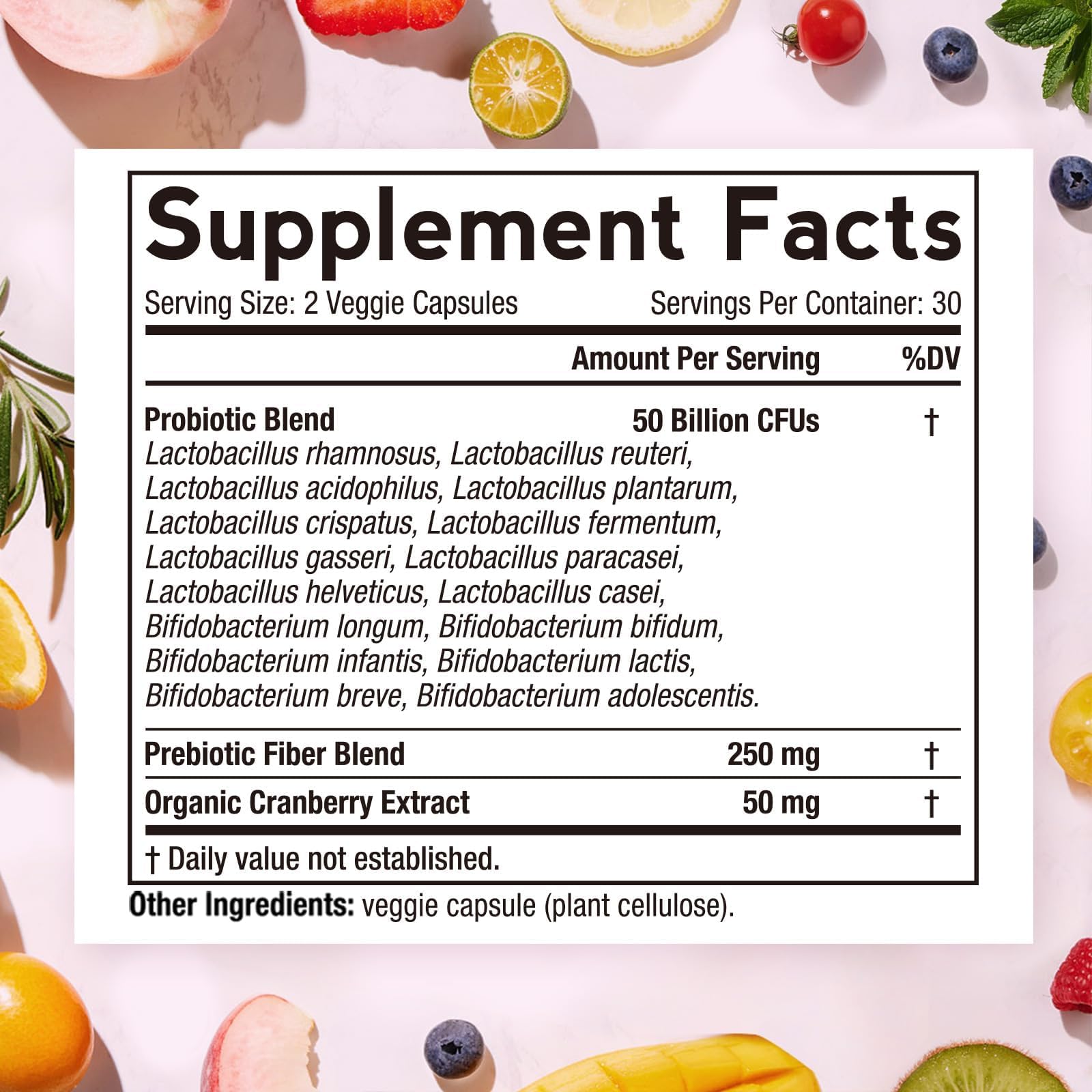 Doctor's Recipes Women's Probiotic, 60 Caps 50 Billion CFU 16 Strains, with Organic Cranberry, Digestive Immune Vaginal & Urinary Health, Shelf Stable, Delayed Release, No Soy Gluten Dairy