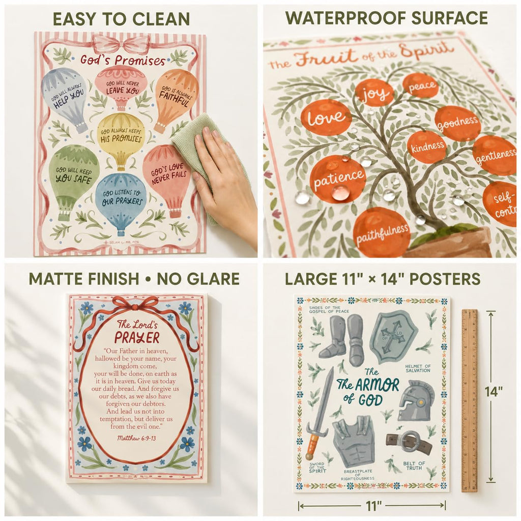 Mr. Pen- Bible Posters, 15pc, Hand Drawn, 14x11 inch, Laminated
