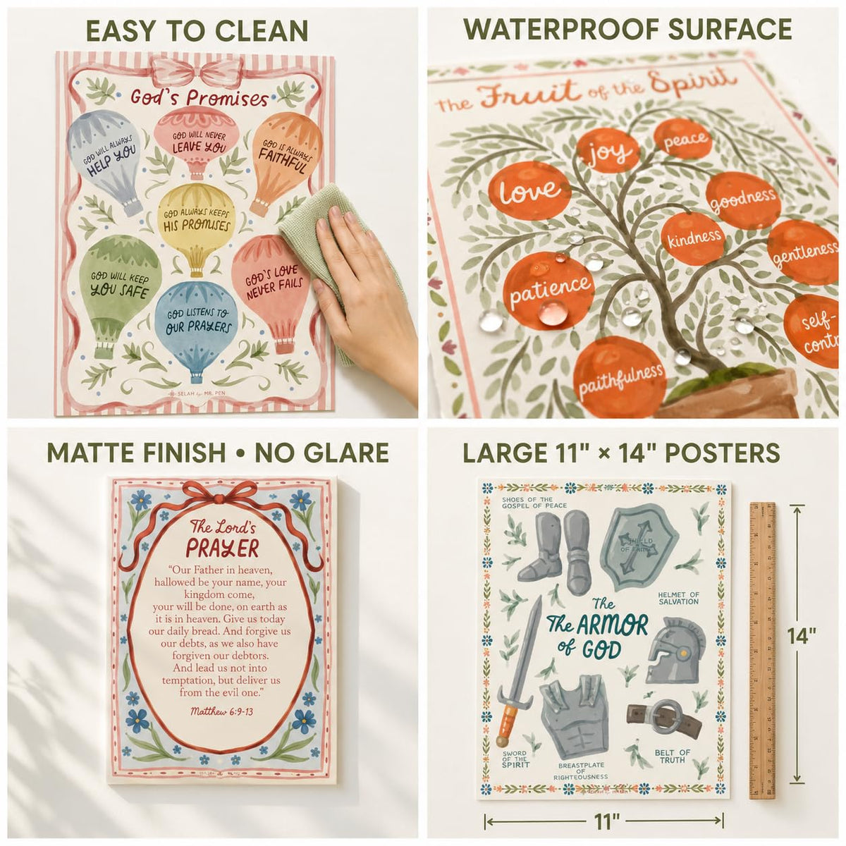 Mr. Pen- Bible Posters, 15pc, Hand Drawn, 14x11 inch, Laminated