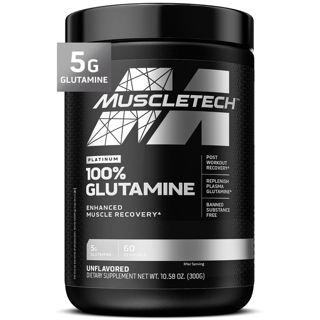 MuscleTech 100% L-Glutamine Powder for Enhanced Muscle Recovery, Unflavored | Pure L Glutamine Muscle Growth Builder & Energy Boosting Nutritional Supplement for Men & Women - 60 Servings