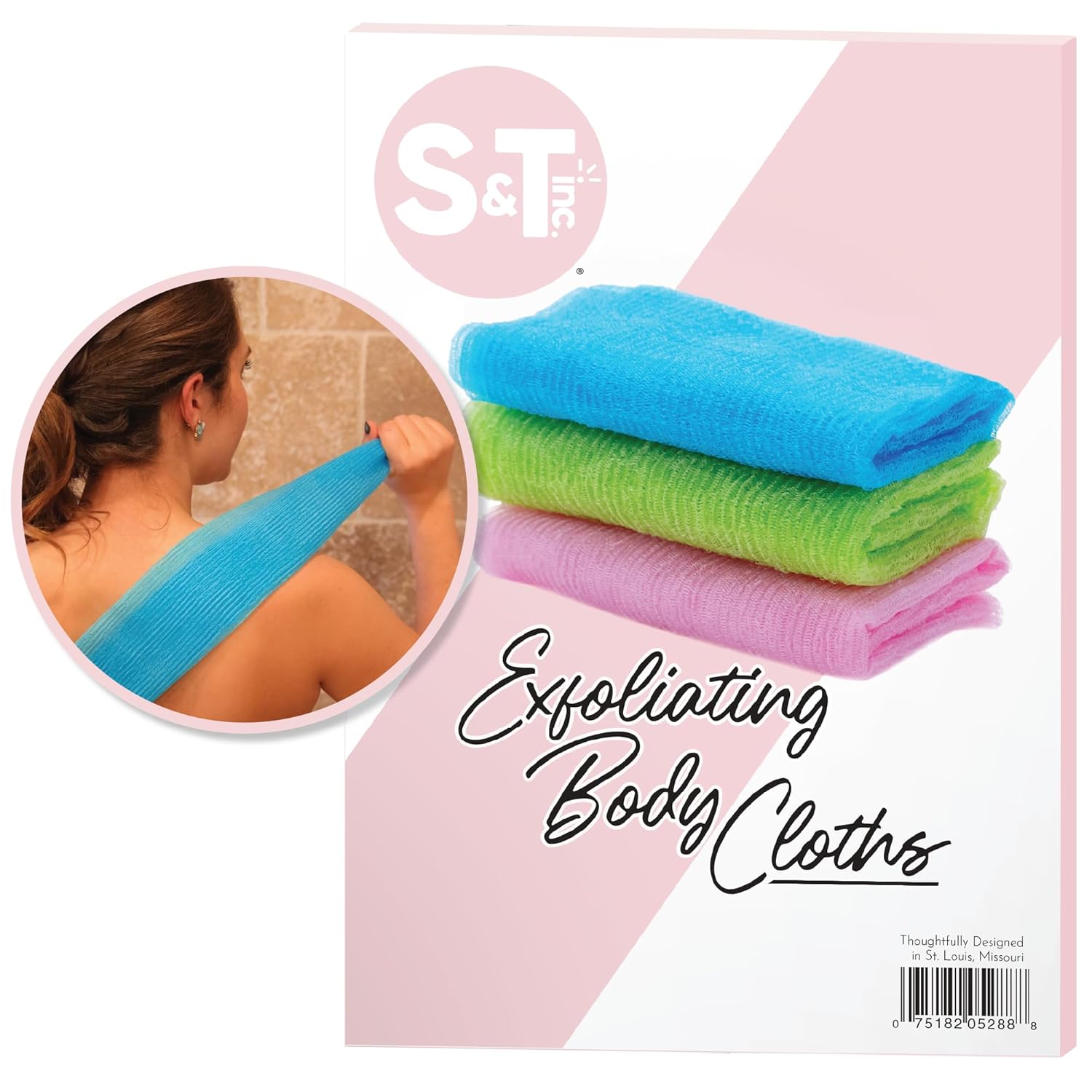 Buy now S&T INC. Back Scrubber for Shower, Exfoliating Body Scrubber or Bath Exfoliating Towel for Skin Care, 11.8 Inches x 35.4 Inches, Grey, 3 Pack Assorted at indiglob india