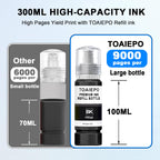 Black Ink Refill Bottles Replacement for T522 Black Ink