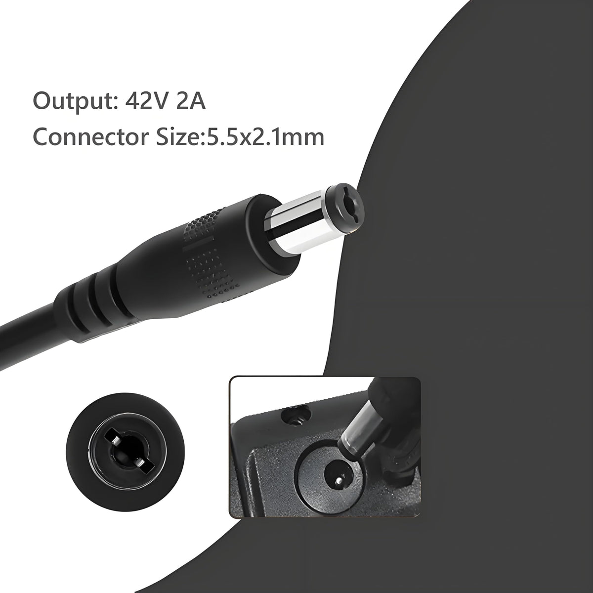 UL Listed 42V 2A Replacement Electric Scooter Charger for 36V with 4 Plugs, Compatible with Scooter Power Adapter
