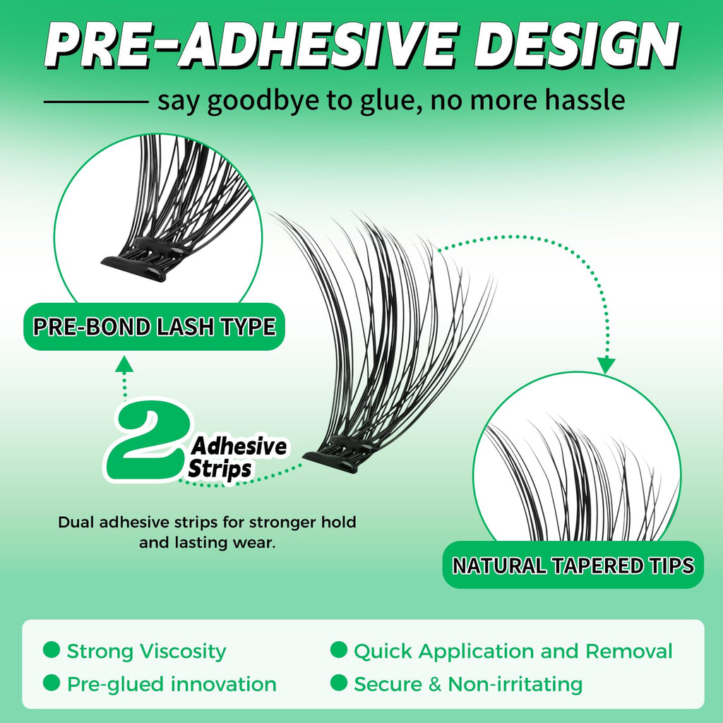 Self Adhesive 560pcs Big Volume Lash Book Natural Soft Lashes Clusters Kit, Individual Eyelashes with Mixed Length 10-16mm,No Glue Needed DIY Eyelashes Extension at Home Including Tweezers