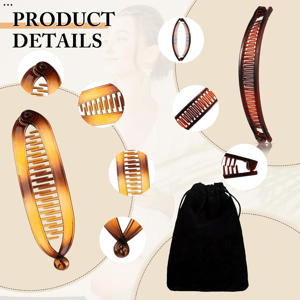 Buy now Chuangdi 12 Pcs Banana Hair Clips for Women Classic Clincher Double Combs Large Fishtail Hair Clip Banana Ponytail Holder, 4 Styles(Tortoiseshell Color, White, Clear, Black) at indiglob india