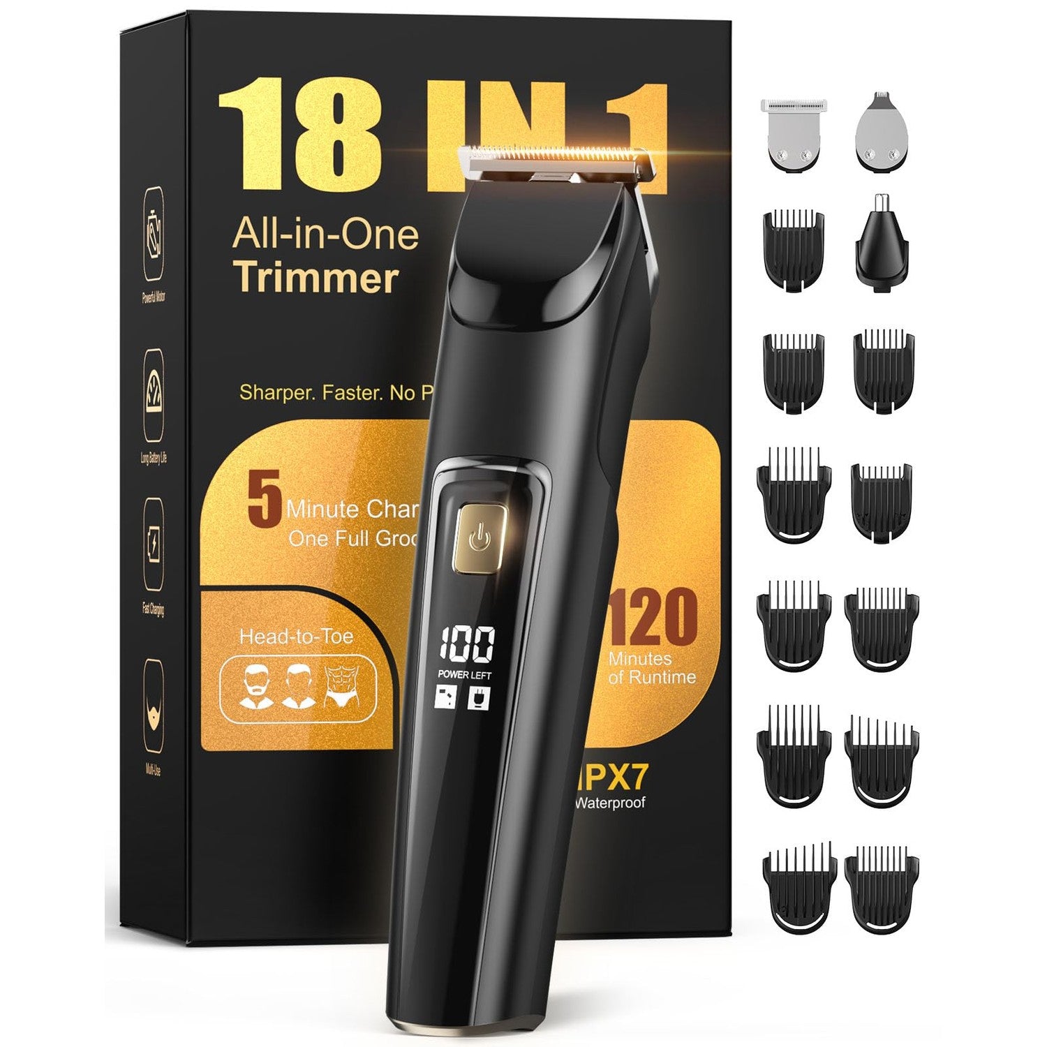 Beard Trimmer for Men, Cordless 18-in-1 Electric Razor & Hair Clipper,Gifts | Waterproof Mustache Grooming Kit, Rechargeable Beard Hair Nose Ear & Body Trimmer, Face Shaver, gift for men,husband & father