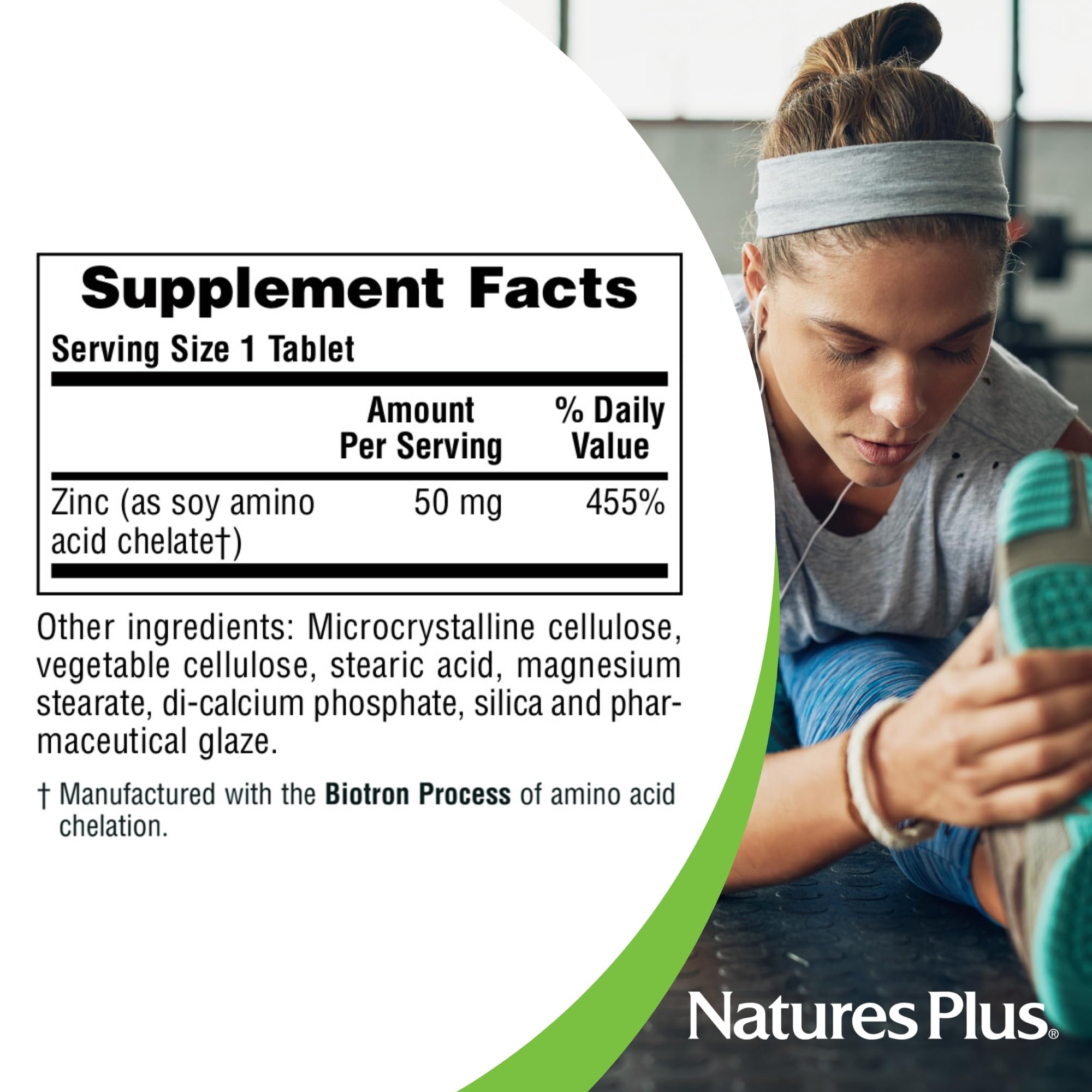 NaturesPlus Zinc - 50 mg, 90 Tablets - Supports Immune Health & Overall Well-Being - High-Potency Amino Acid Chelate Form - Gluten Free, Vegetarian - 90 Servings