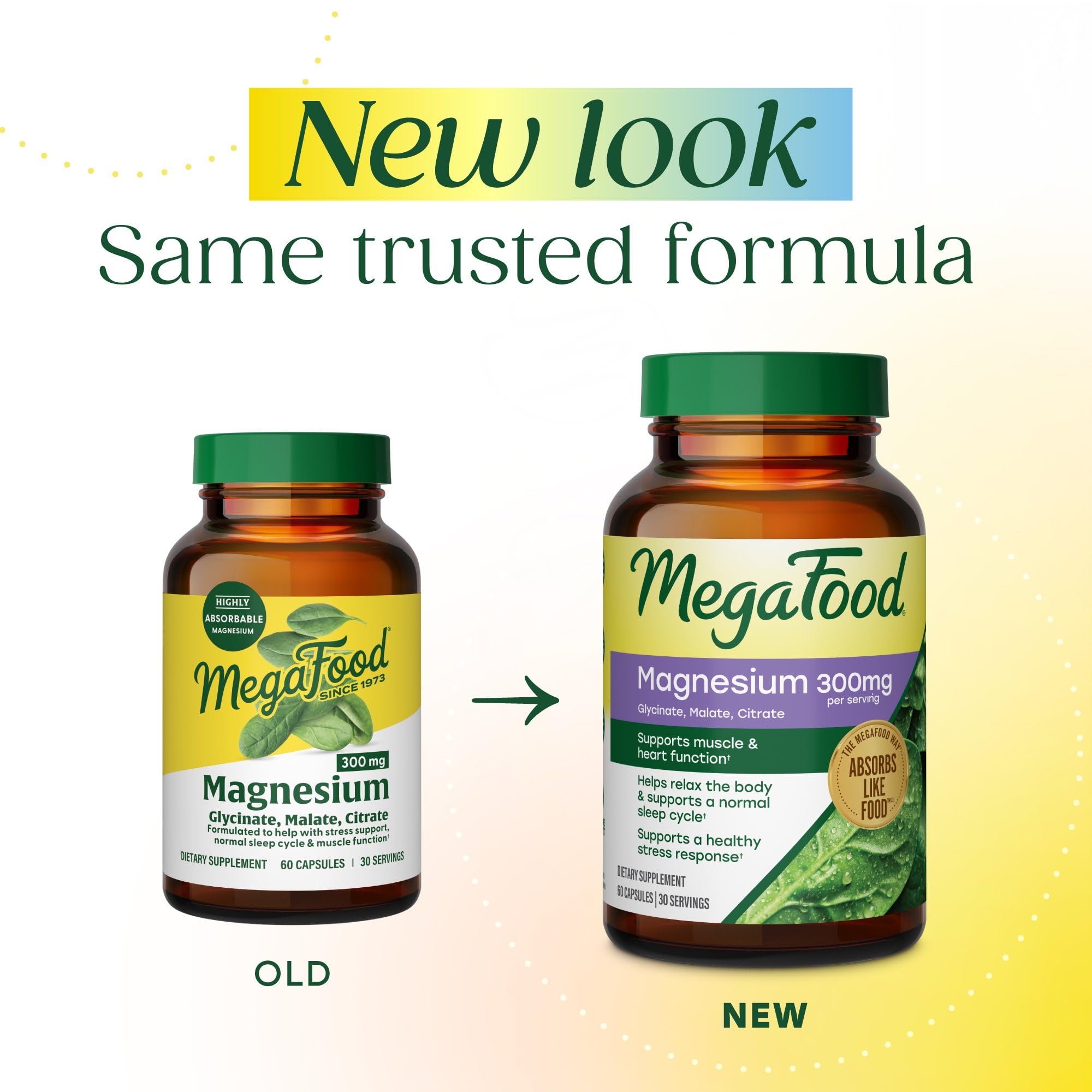 MegaFood Magnesium Glycinate, Malate, Citrate 300mg, 120 Capsules | Highly Absorbable 3 in 1 Magnesium Complex Blend to Support Heart & Muscle Function, Stress & Sleep, Vegetarian, 60 Servings