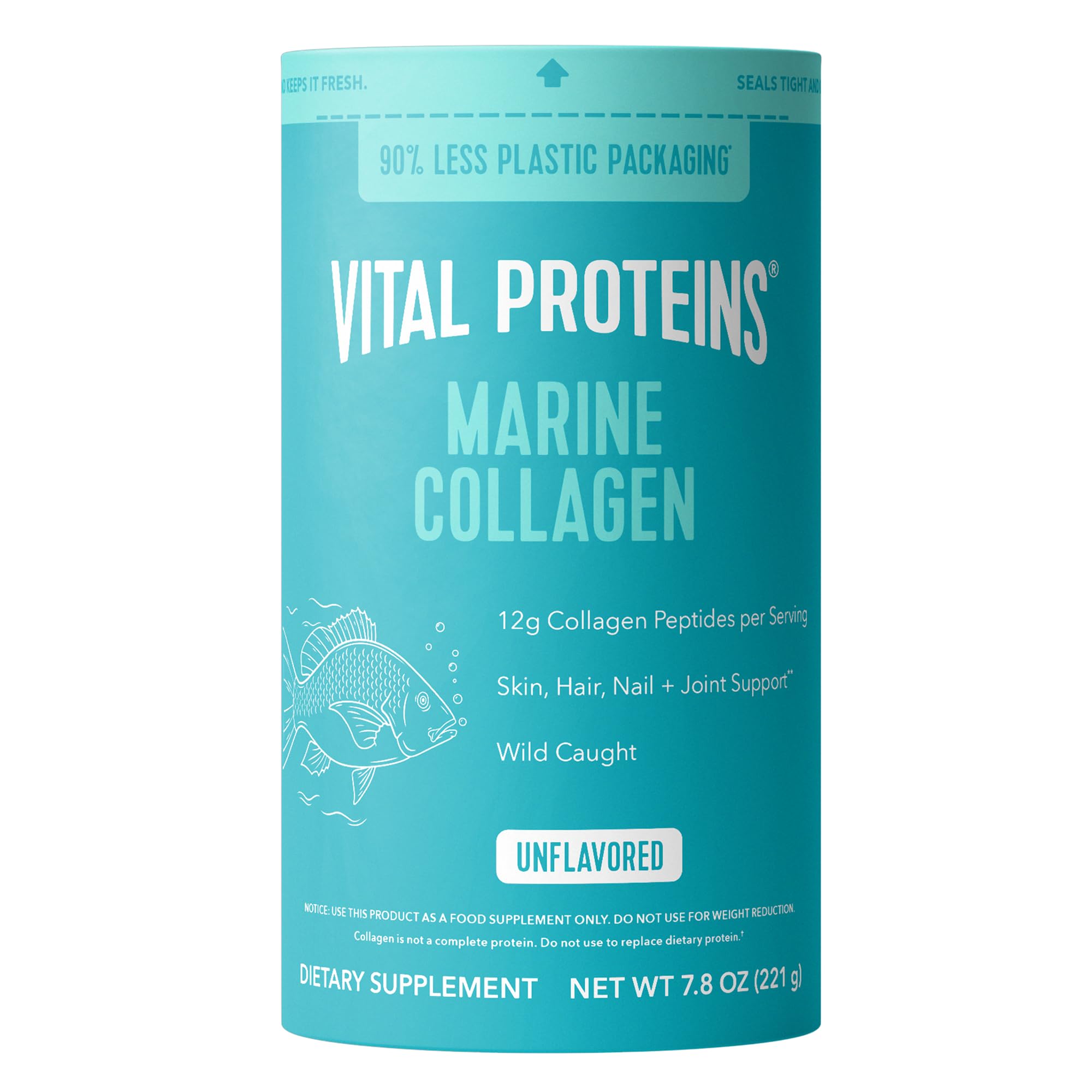 Vital Proteins Marine Collagen Peptides Powder Supplement, 7.8oz | Marine Collagen Peptides, Supports Hair Skin Nails & Joints, Hydrolyzed Collagen, 12g Per Serving