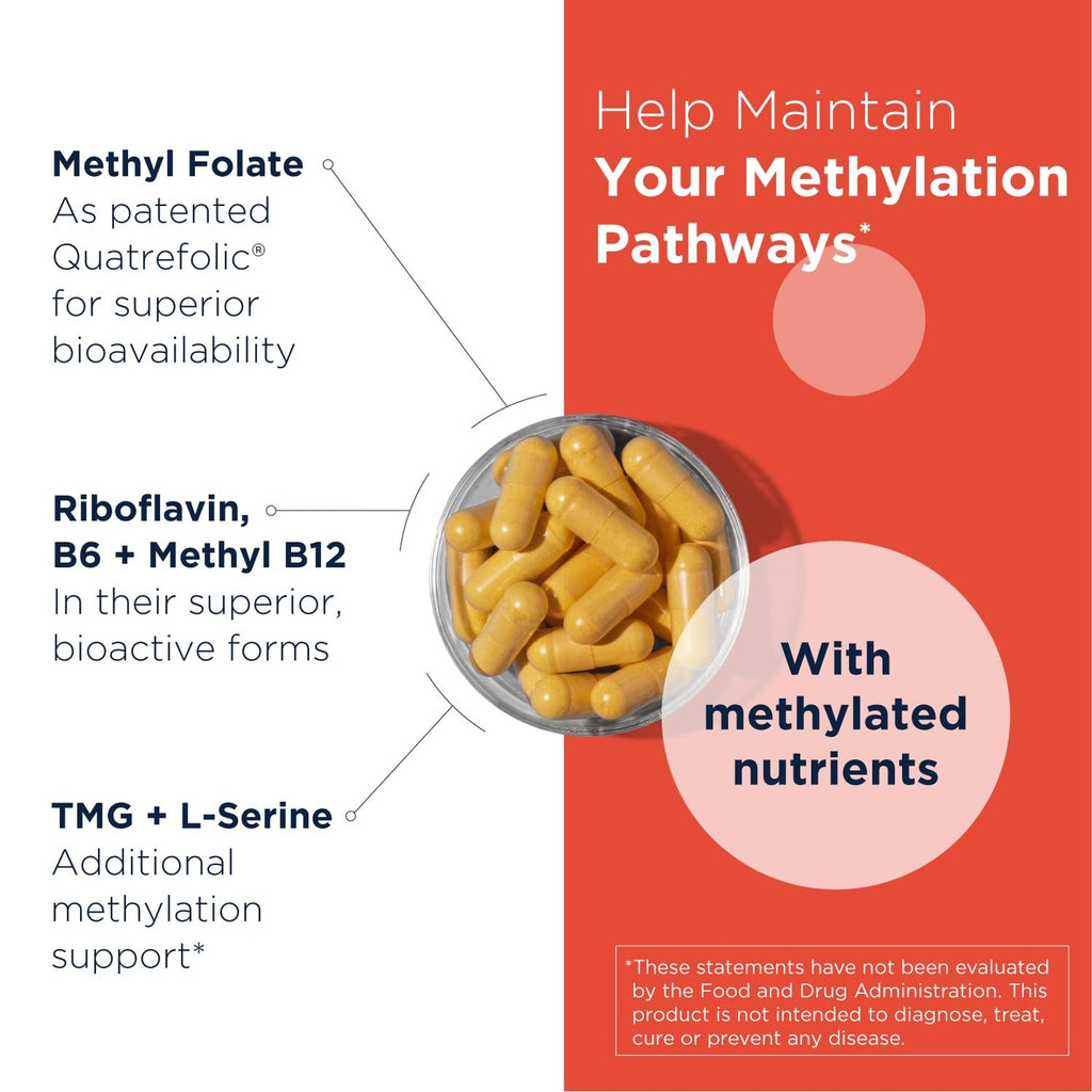 Designs for Health Homocysteine Supreme - Methylated B Vitamins with Riboflavin, B6, B12, Folate, L-Serine & TMG for Brain Support & Heart Health - Methylated Multivitamin (60 Capsules)
