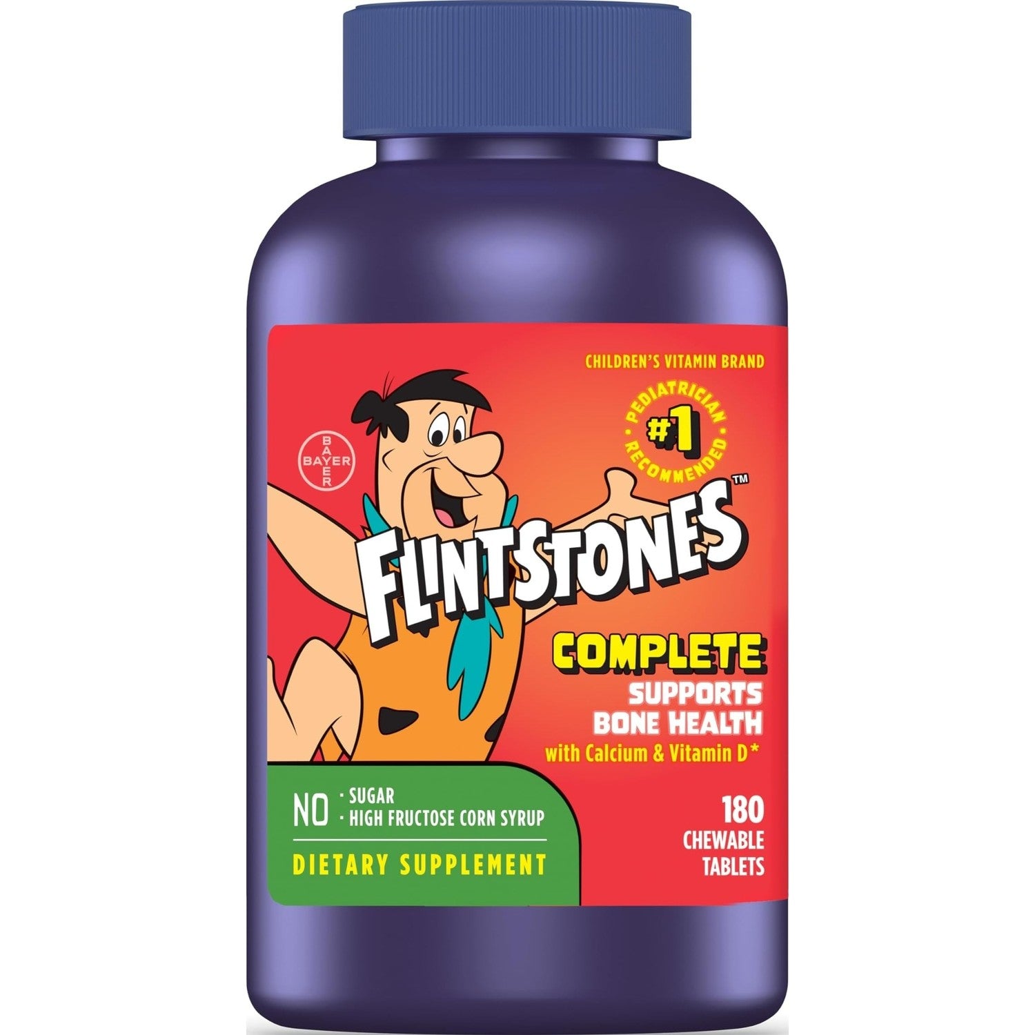 Flintstones Vitamins Chewable Kids Vitamins, Complete Multivitamin for Kids and Toddlers with Iron, Calcium, Vitamin C, Vitamin D & more, 180 count(Pack of 1)(Packaging May Vary)
