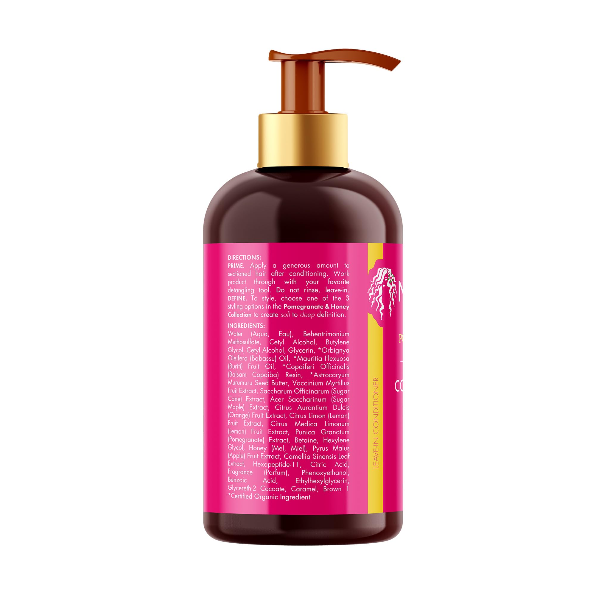 Mielle Organics Pomegranate & Honey Leave-In Conditioner for Curly Hair - Moisturizing Detangler & Curly Hair Treatment to Help Repair Damage, Prevent Frizz & Improve Shine, 12 Fl Oz