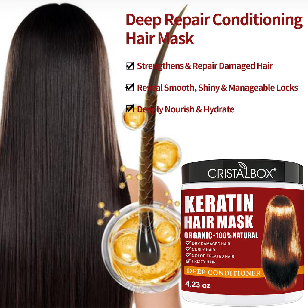 2 Pack Collagen Hair Mask & Keratin Hair Mask,Keratin Hair Treatment,Repair Treatment Deep Conditioning Hair Treatment Mask for Damaged Hair,Hydrating Conditioner with Argan Oil for Dry Hair