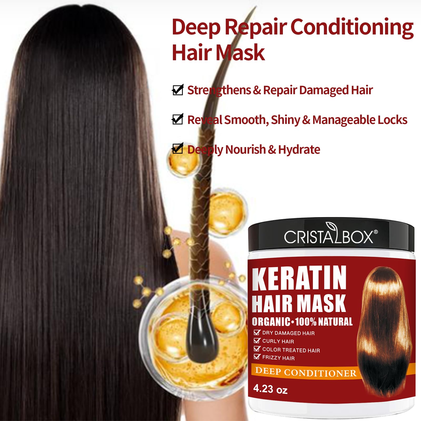 2 Pack Collagen Hair Mask & Keratin Hair Mask,Keratin Hair Treatment,Repair Treatment Deep Conditioning Hair Treatment Mask for Damaged Hair,Hydrating Conditioner with Argan Oil for Dry Hair