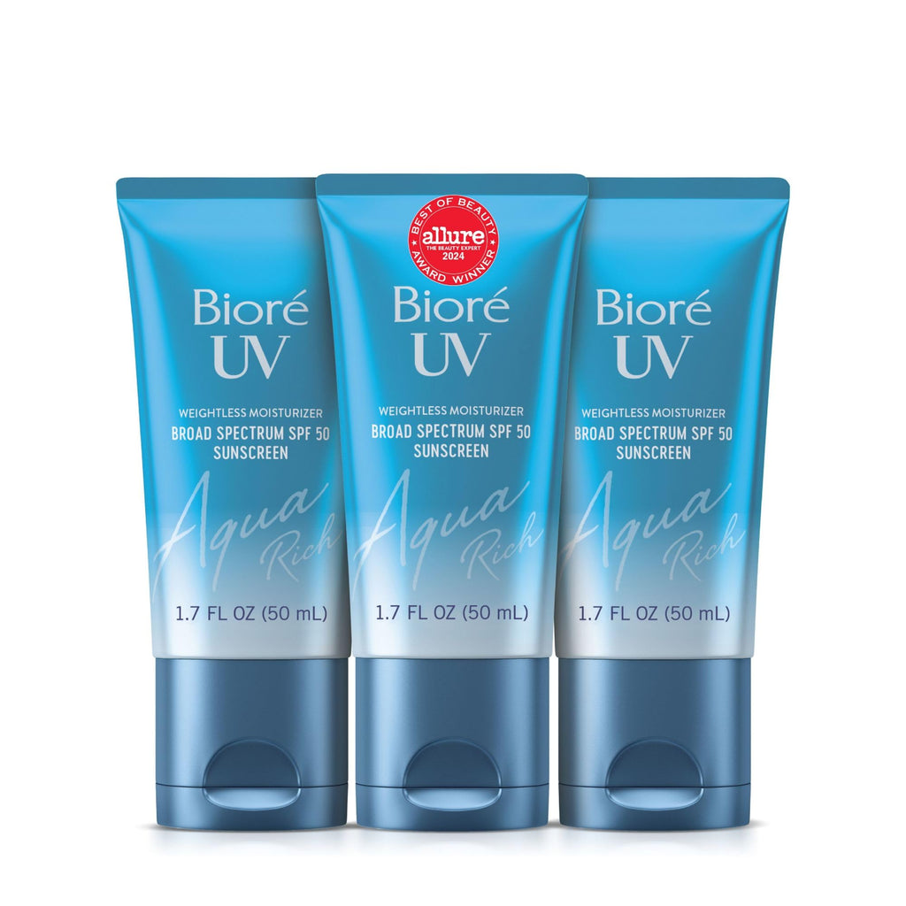 Biore UV Aqua Rich Moisturizer SPF 50 Facial Sunscreen, 1.7 fl oz | Oil-Free Daily Face Sunscreen, Hyaluronic Acid, Lightweight, Non-Comedogenic, Dermatologist Tested, Sensitive Skin