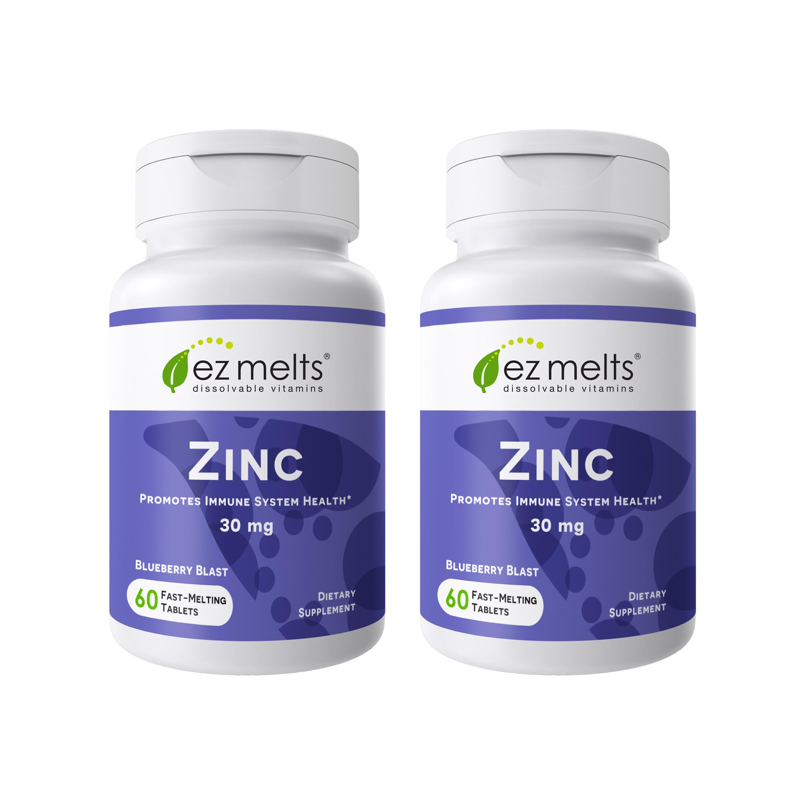 EZ Melts Zinc - Supplement for Immune, Digestive & Skin Health Support - Non-GMO, Vegan & Gluten-Free - Blueberry Blast - 60 Dissolvable Tablets (60 Servings)