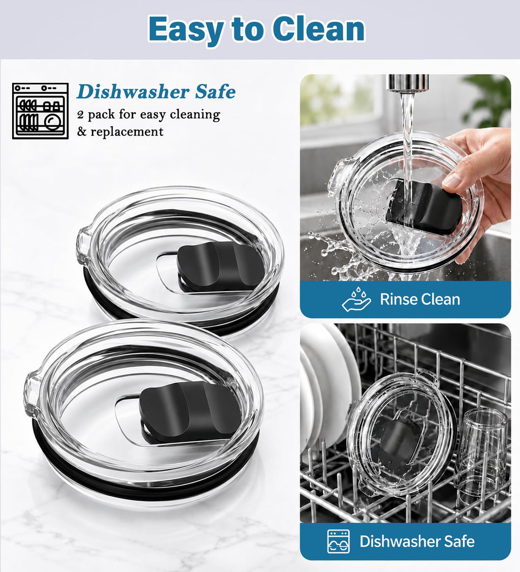 3 Inch Tumbler Lid Replacement Compatible with Swig 12oz / 14oz Wine Tumbler & Other Tumbler with Approx. 3 Inch / 75-76 mm Cup Opening - Spill Proof Clear Lid for Stemless Wine Cup