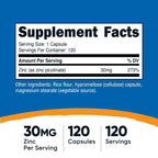 Nutricost Zinc Picolinate 30mg, 120 Capsules - Gluten Free and GMO-Free