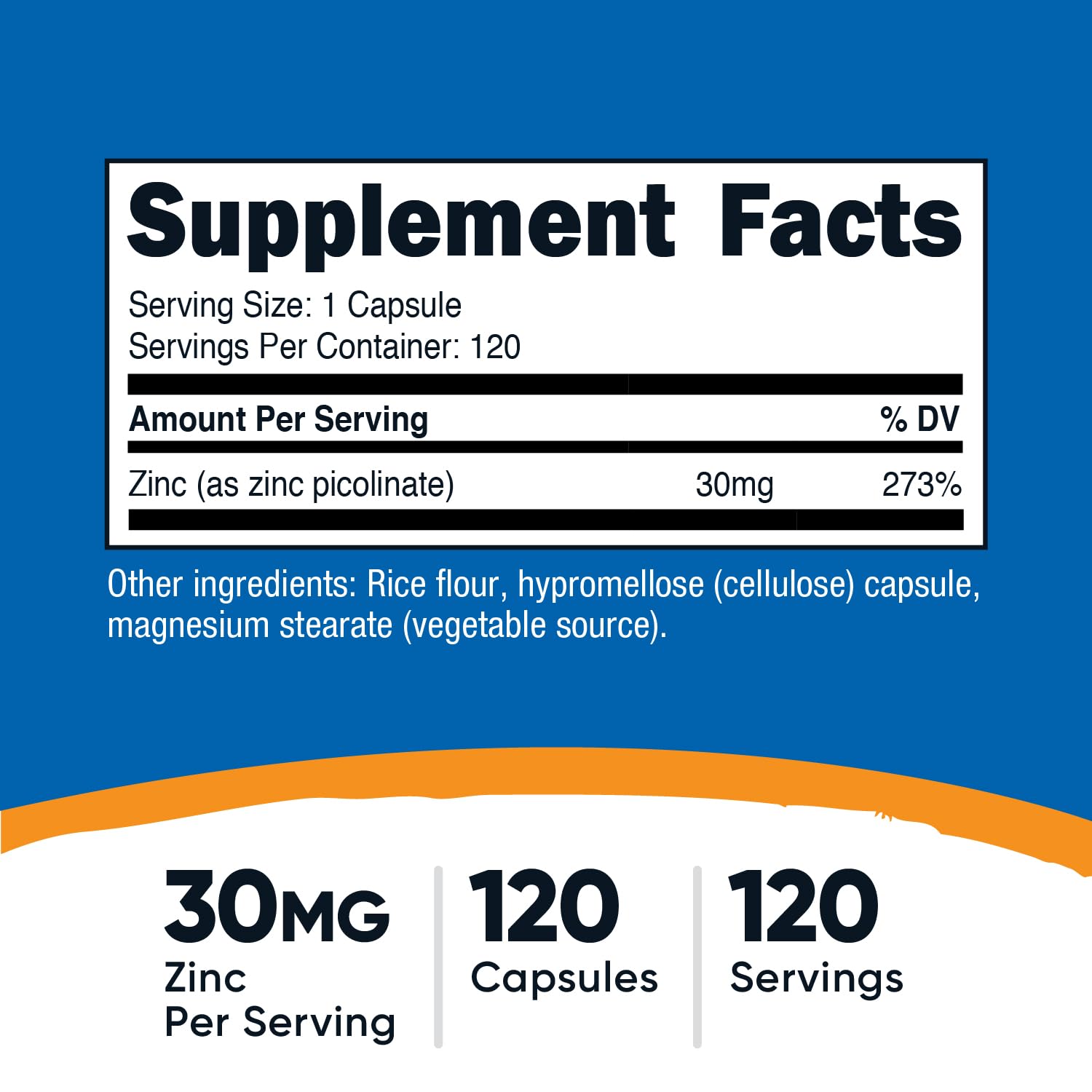 Nutricost Zinc Picolinate 30mg, 120 Capsules - Gluten Free and GMO-Free