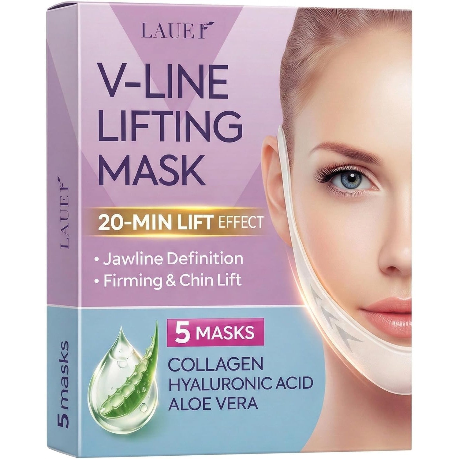 V Shaped Contouring Face Mask Line Shaping Lifting Belt Neck Reduction Jawline Lift Tape Enhancer Firming Chin Up Collagen Hyaluronic Acid Aloe Vera