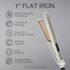Remington Shine Therapy 1 Inch Hair Straightener, Argan Oil & Keratin | Keratin ceramic plates deliver smooth results; this flat iron reduces frizz for ideal hair styling.