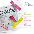Create Creatine + Electrolytes – Energy & Strength – Variety Pack | NSF Certified for Sport – Daily Hydration Mix, 30 Sugar-Free Stick Packs with 1000mg Taurine, Supports Recovery & Endurance