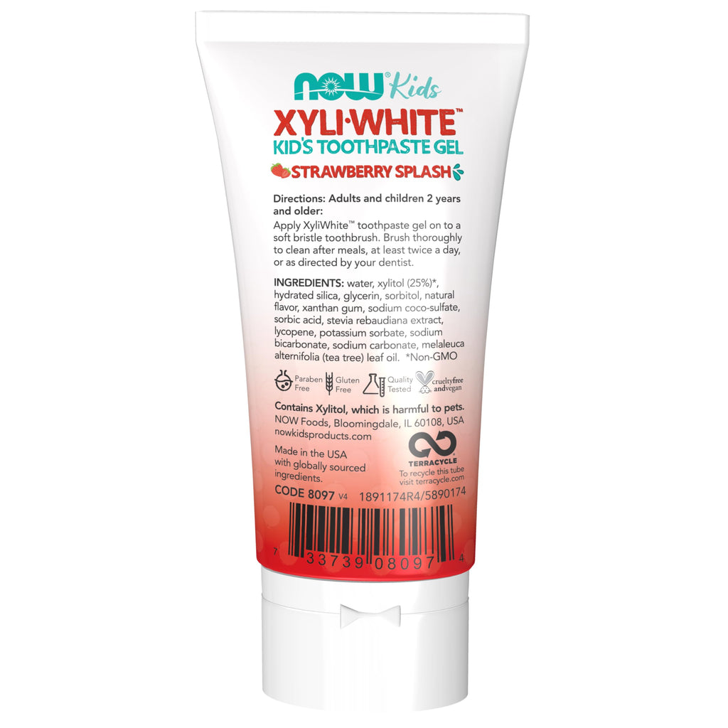 Buy now NOW Foods Solutions, XyliwhiteÆ’?â€º Toothpaste Gel for Kids, Strawberry Splash Flavor, Kid Approved! 3-Ounce, packaging may vary at indiglob india