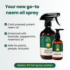 Neem Oil for Plants (Makes 30 Bottles) with Spray Bottle & Essential Oils for Indoor Houseplants & Outdoor Gardens, Natural Leaf Shine
