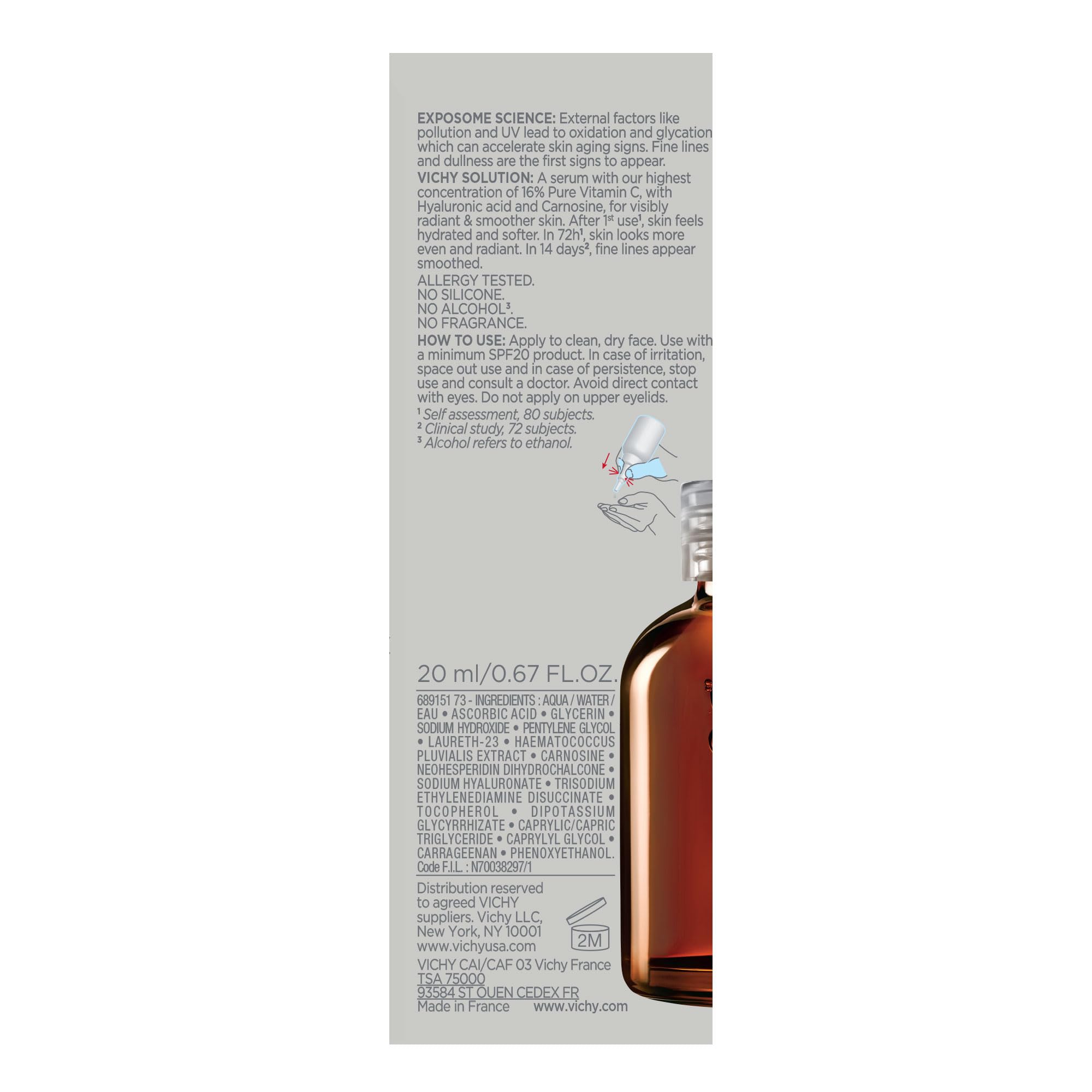 Vichy LiftActiv Vitamin C Serum For Face, Brightening Serum With Pure Vitamin C + Hyaluronic Acid + Vitamin E, Reduces Fine Lines, Smooths Skin Texture, Improves Radiance, Anti Aging