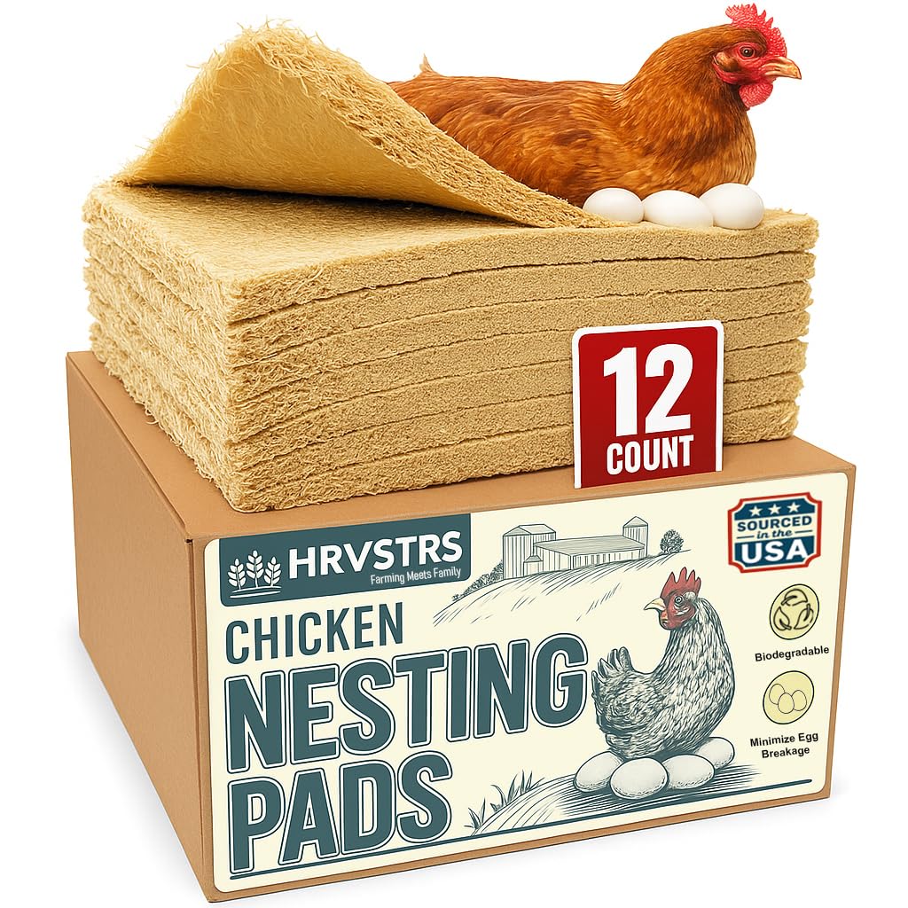 Chicken Nesting Pads for Chicken Coop Accessories - 12 Pack - USA Aspen - Professional Grade Excelsior Bedding - Easy Clean Up - Absorbs Moisture 100% Natural, Liners for Laying Hens - Fits 12x12 Box