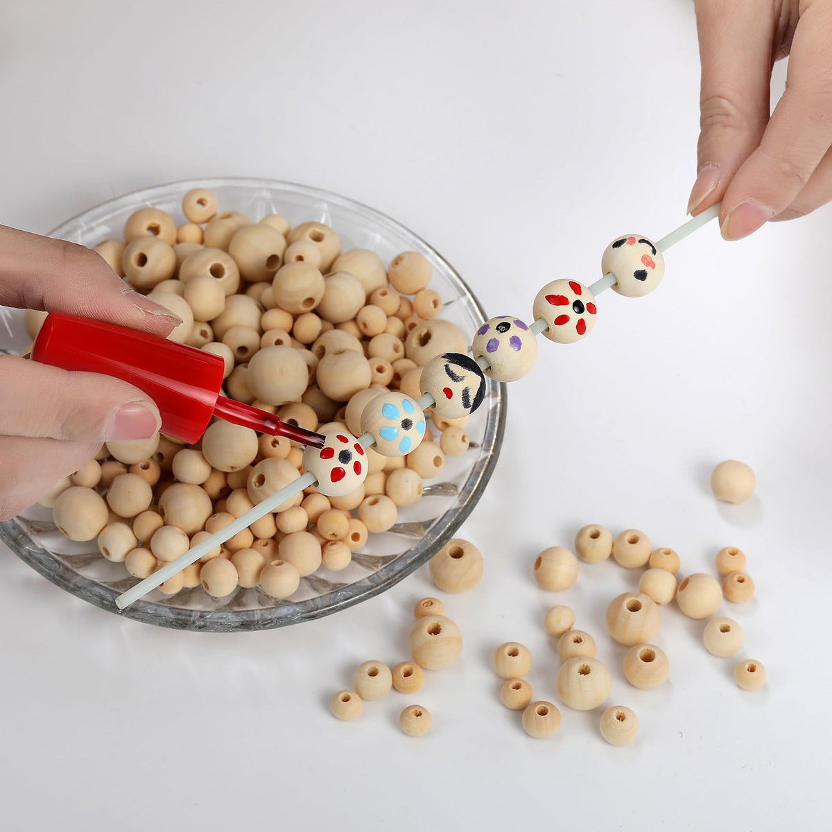 280pcs Wooden Beads for Crafts 5 Sizes Unfinished Wood Bead Bulk 8mm, 10mm, 12mm, 14mm, 16mm Beads for Craft Making Decorations DIY Jewelry Making, Macrame, Bracelets