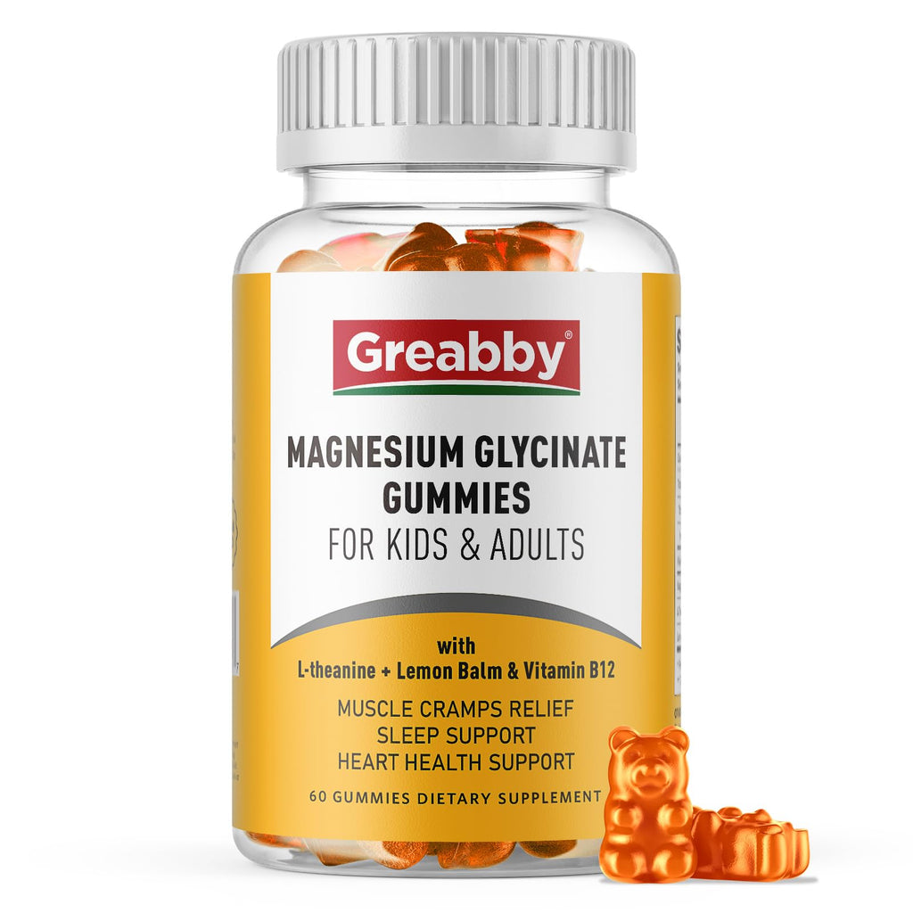 Magnesium Glycinate Gummies for Kids & Adults, 120 Count | Magnesium Glycinate 300mg per Serving, Supplement with L-Theanine, Lemon Balm & Vitamin B12