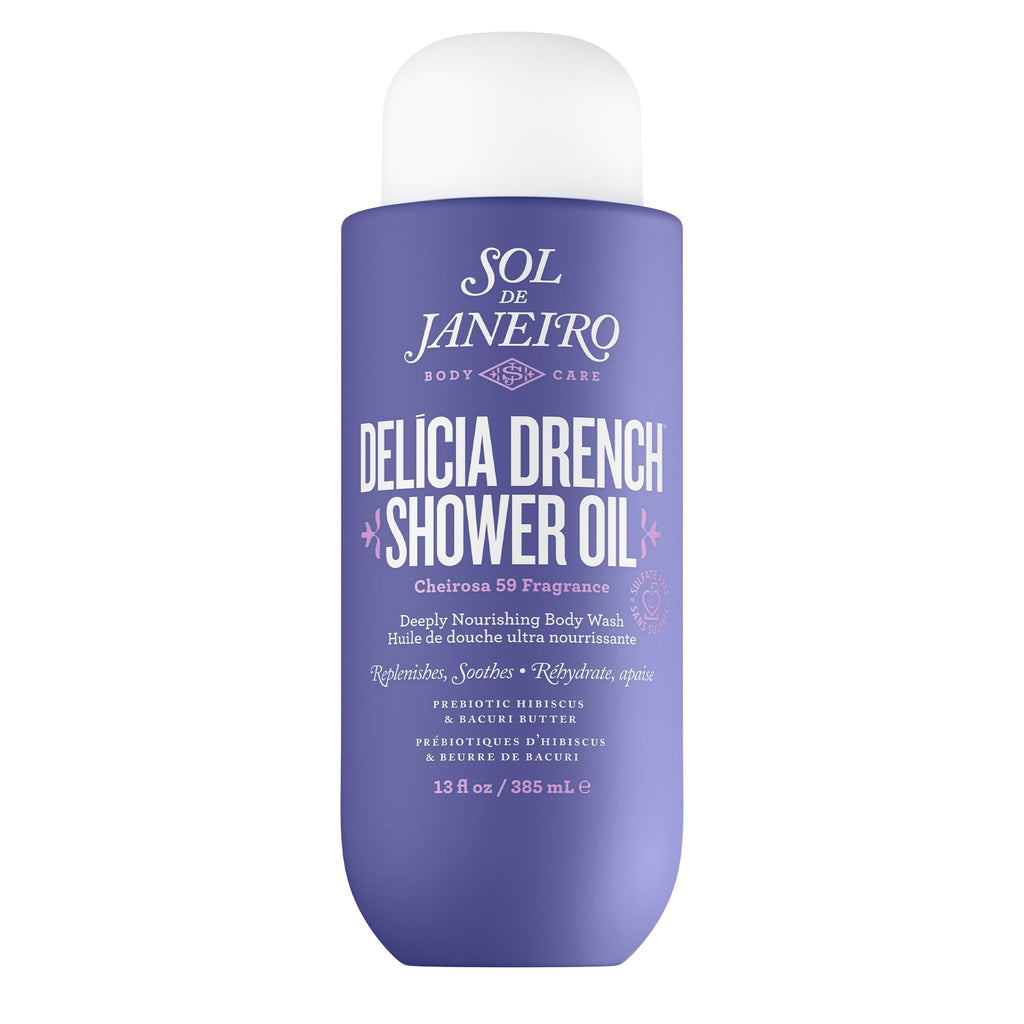 Sol de Janeiro Delicia Drench Shower Oil | Women's Oil-To-Foam, Nourishing Body Wash, Replenishing, Soothing Doubles as Shaving Cream, Mood Boosting Sandalwood Scent