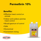 Durvet Permethrin Concentrate 10% - Control Insecticide Flea, Tick, Fly, Lice & Mite, 16 oz.