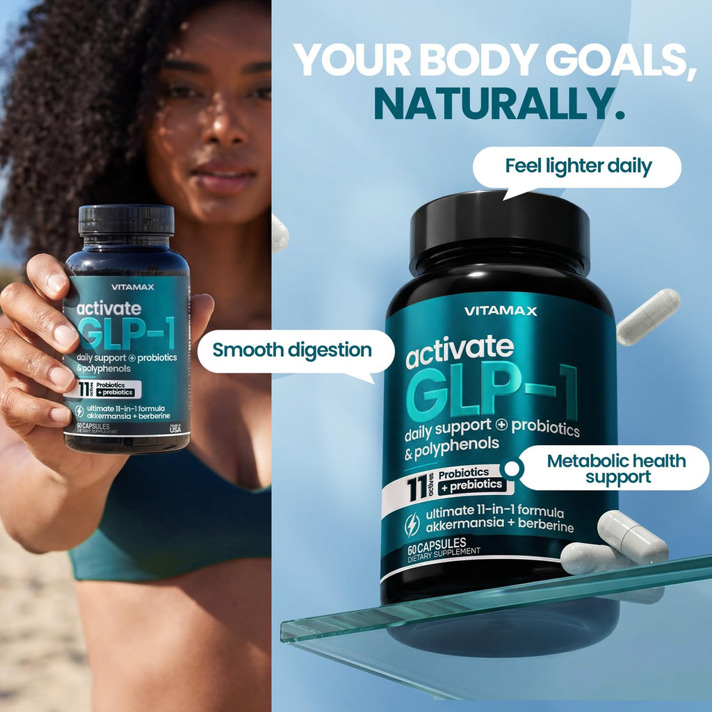 GLP-1 Support Supplement for Weight Management & Appetite Control for Men & Women – With Akkermansia, Berberine, Inulin, EGCG, Probiotics & Polyphenols for Gut Health, Digestion, Hunger & Cravings