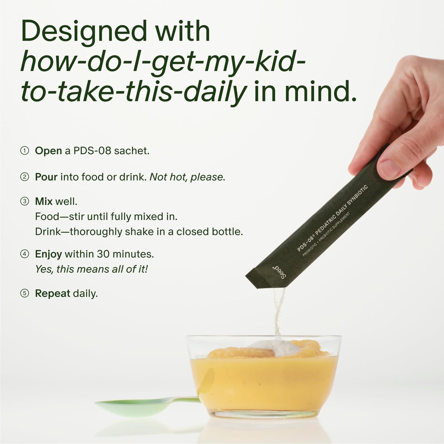 Seed PDS-08 Pediatric Daily Synbiotic - Probiotic + Prebiotic - 30 Days | Fiber-Based Probiotic + Prebiotic for Kids Ages 3-17 - Digestive & Gut Health - Occasional Constipation Relief