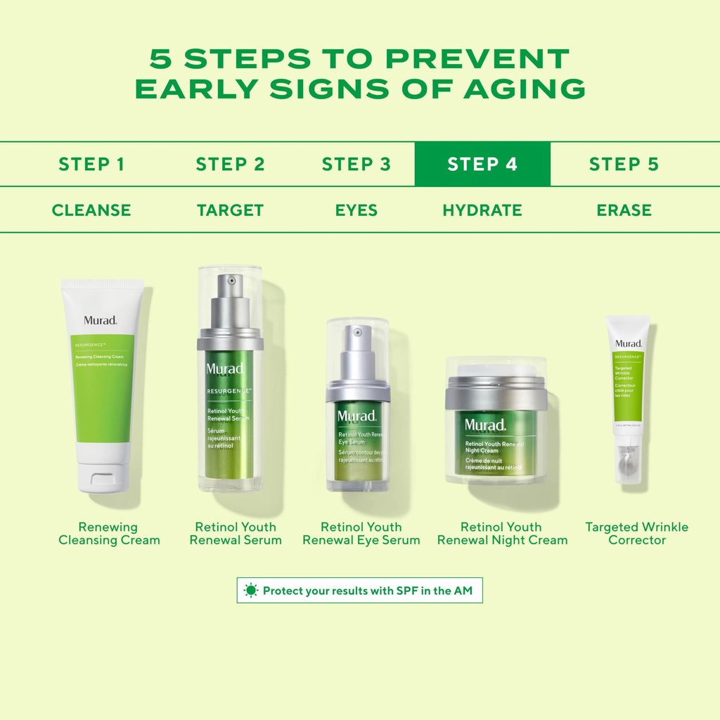 Murad Retinol Youth Renewal Night Cream - Anti-Aging Moisturizer with Retinol Tri-Active Technology and Niacinamide Gently Fights Wrinkles and Fine Lines, Boosts Radiance and Firms Skin - 1.7 Fl Oz