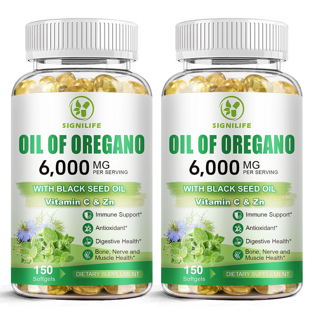 Oil of Oregano with Black Seed Oil, 6000mg/Serving, 150 Softgels | Oregano Oil Capsules for Immune Support with High Carvacrol & Thymoquinone, Antioxidant, Non-GMO, Gluten Free