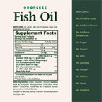 Nature's Bounty Odorless Fish Oil, 1200mg Omega-3 per Serving Including EPA & DHA, Supports Heart Health, Purified to Eliminate Mercury, Coated Softgels, Gluten Free, No Shellfish, 90 Ct